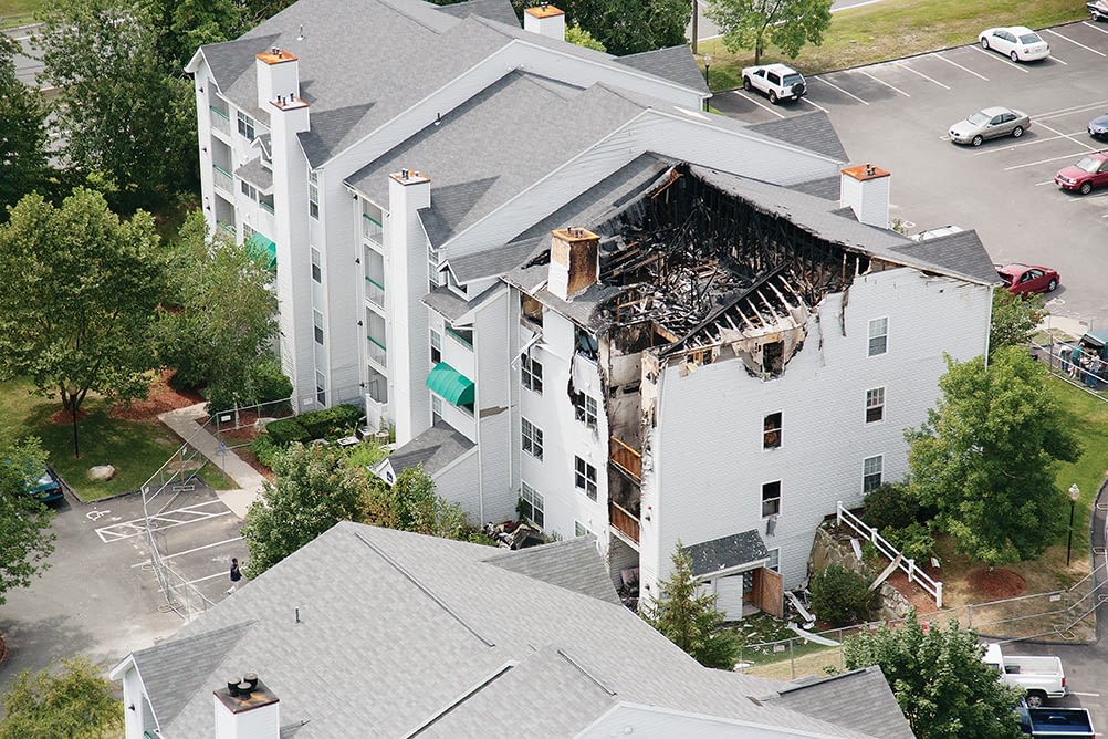Apartment complex fire damage