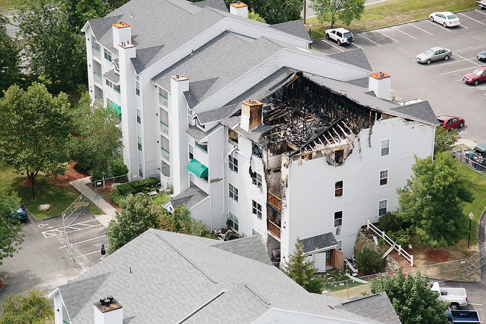 Apartment complex fire damage